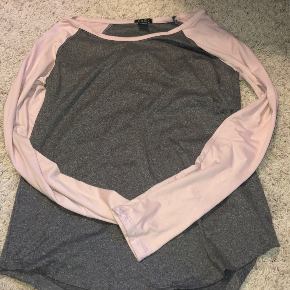 pink and gray long sleeve